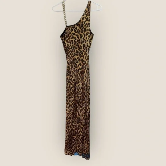 Alice + Olivia | Harmony Leopard Print One Shoulder Slip Dress | Size 2 - Picture 5 of 8